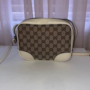 GUCCI
Monogram Mini Bree Messenger Bag Beige Cream